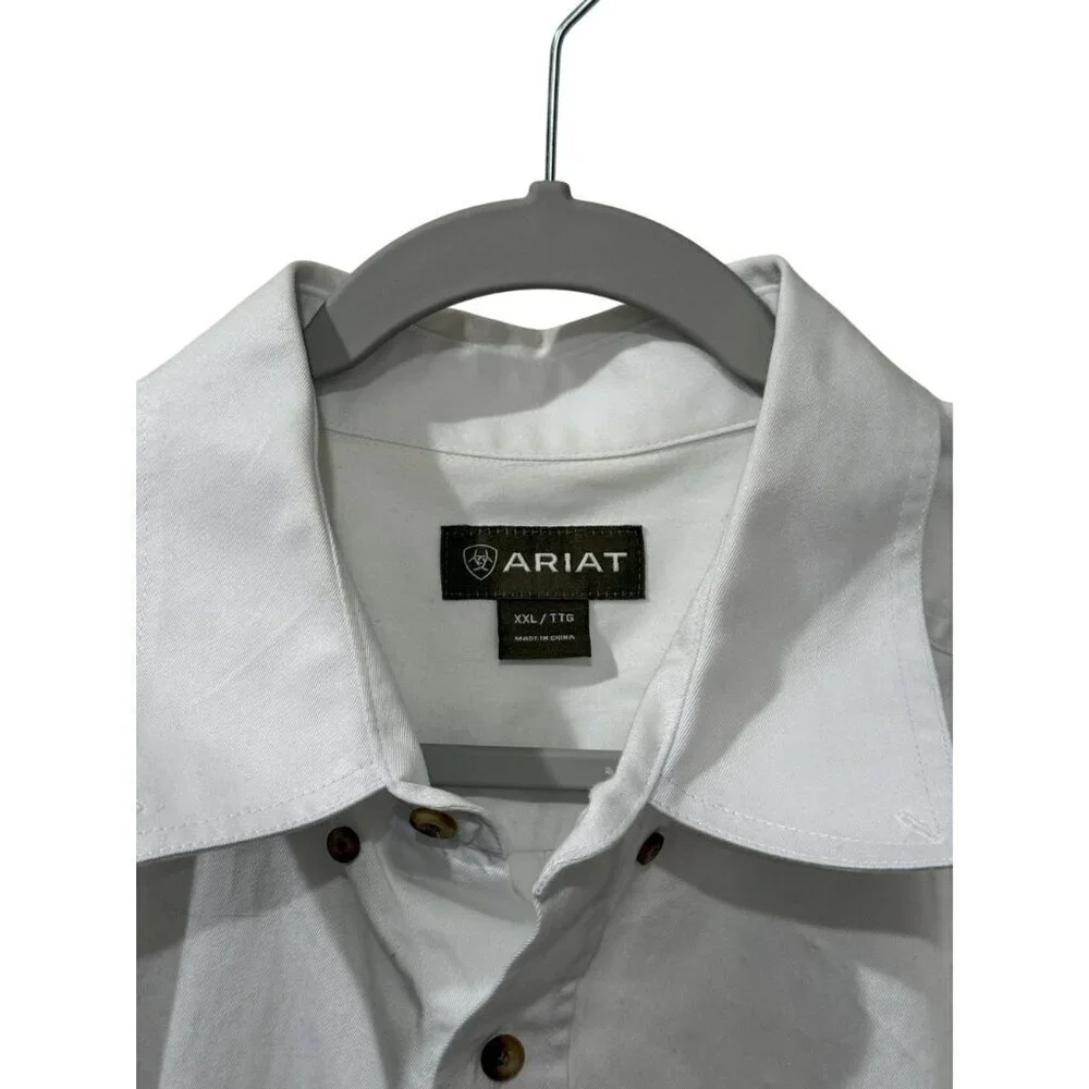 Ariat Mens White Long Sleeve Button-Up Shirt XXL